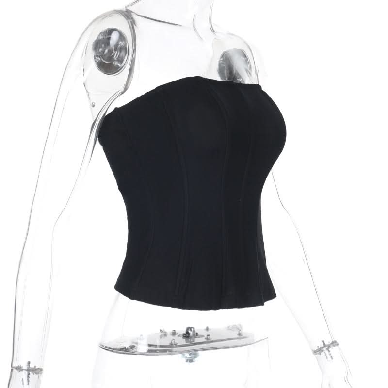 Corset zip-up solid tube top