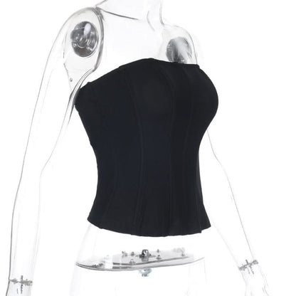 Corset zip-up solid tube top