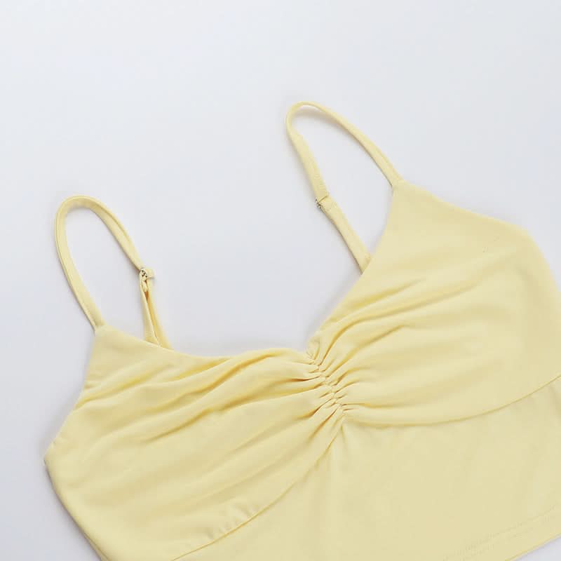 Ruched ruffle cami mini skirt set