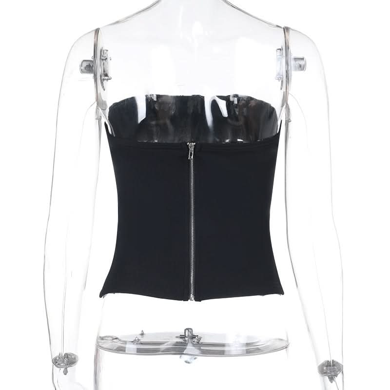 Corset zip-up solid tube top