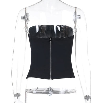 Corset zip-up solid tube top
