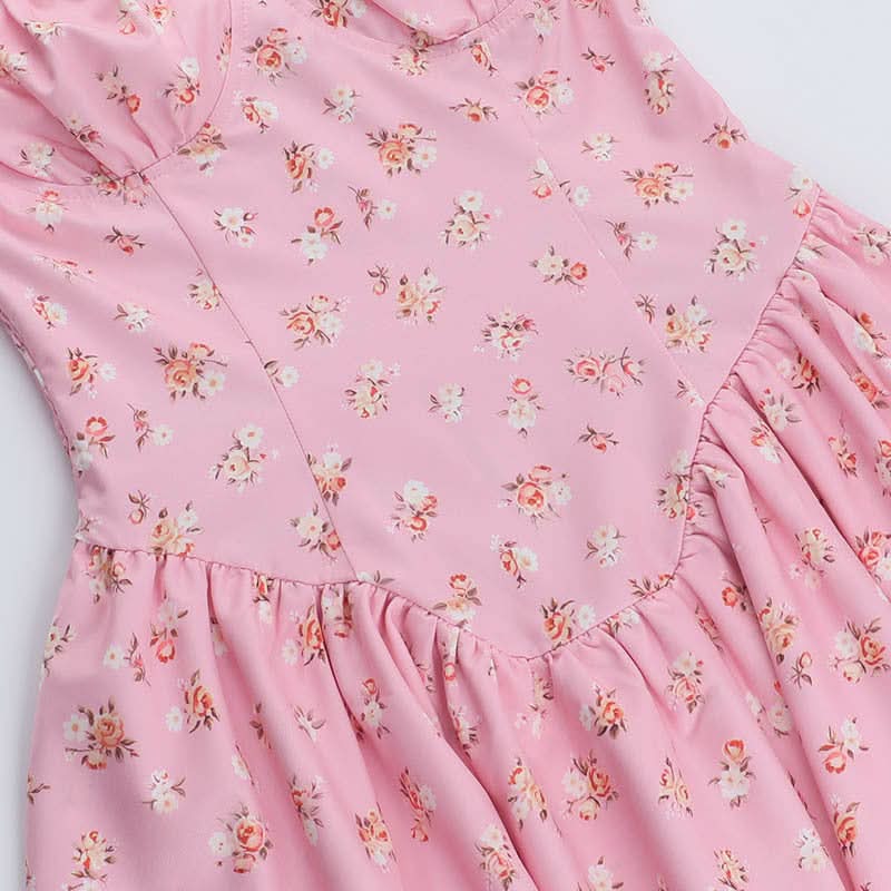 Sweetheart neck ruffle flower print cami mini dress