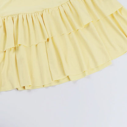 Ruched ruffle cami mini skirt set