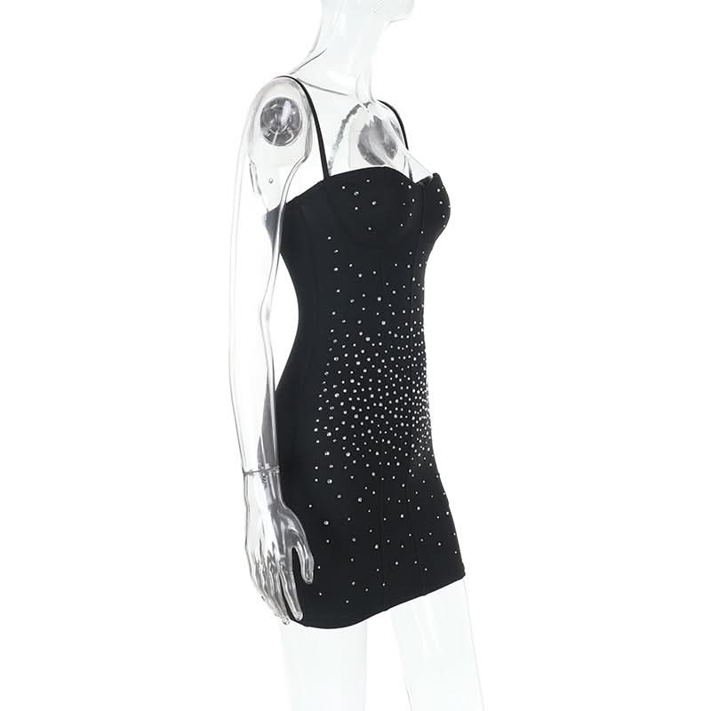 Beaded backless cami mini dress