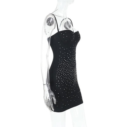 Beaded backless cami mini dress