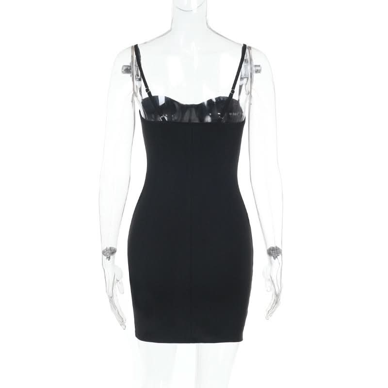 Beaded backless cami mini dress