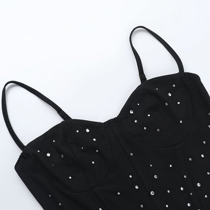 Beaded backless cami mini dress