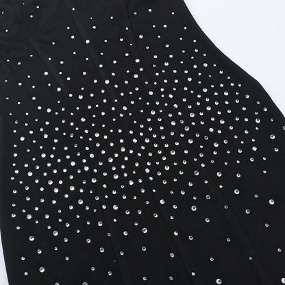 Beaded backless cami mini dress