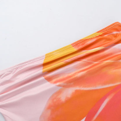 Flower print contrast tube top