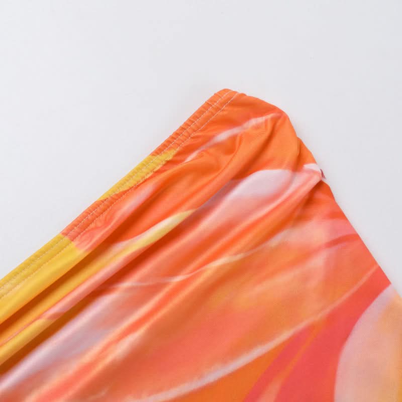 Flower print contrast tube top