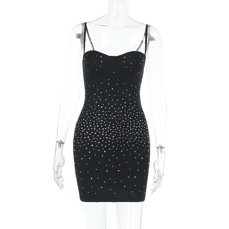 Beaded backless cami mini dress