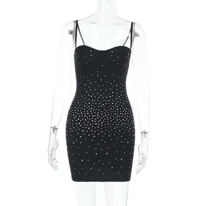 Beaded backless cami mini dress