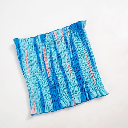 Smocked ruffle contrast tube top