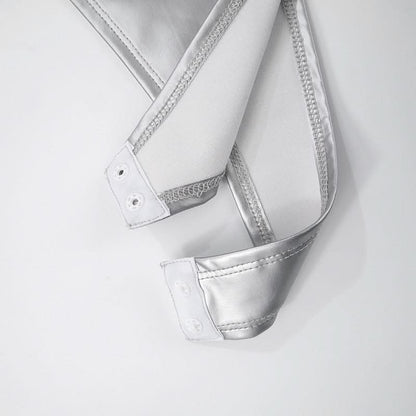 Metallic square neck backless bodysuit