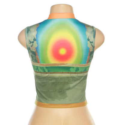 Crewneck contrast character print crop top