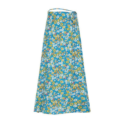 Flower print zip-up maxi skirt