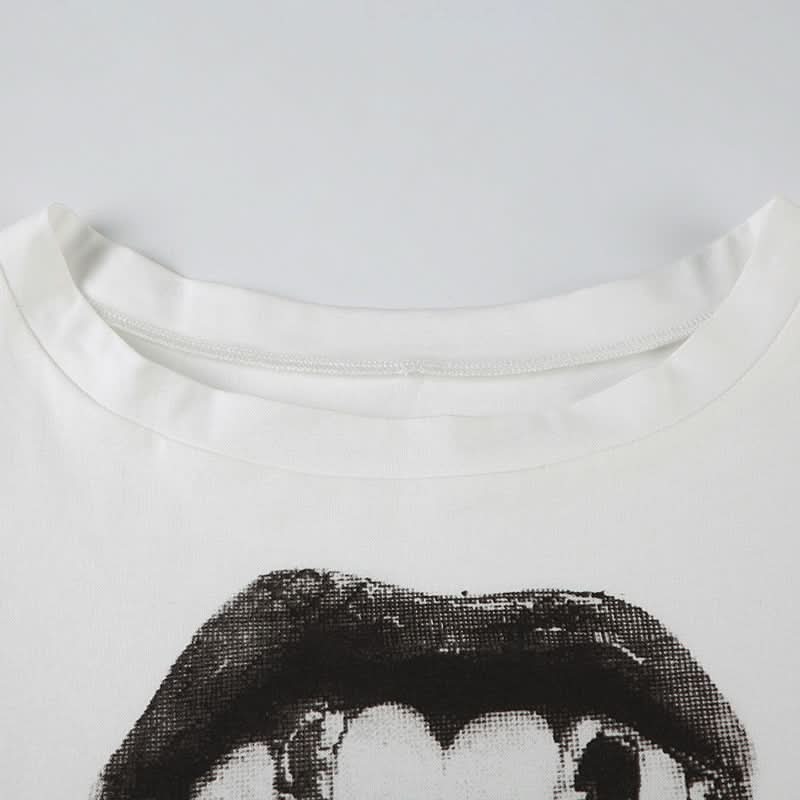 Short sleeve off shoulder print top