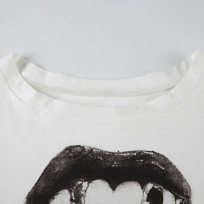 Short sleeve off shoulder print top