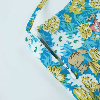 Flower print zip-up maxi skirt