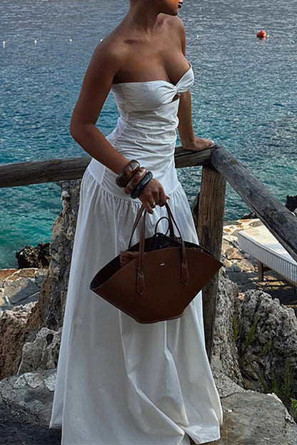 Sexy Solid Color Hollow Out Strapless Strapless Dresses