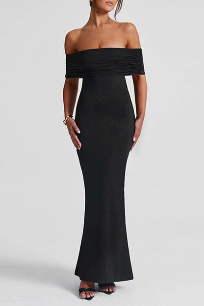 Sexy Solid Color Backless Off Shoulder One Step Skirt Dresses