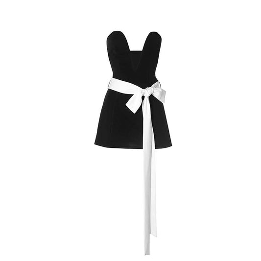 Bowknot sweetheart neck backless tube mini dress