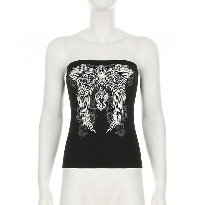 Abstract contrast backless tube top