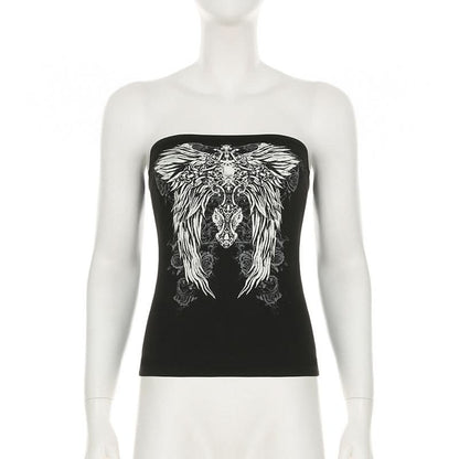 Abstract contrast backless tube top