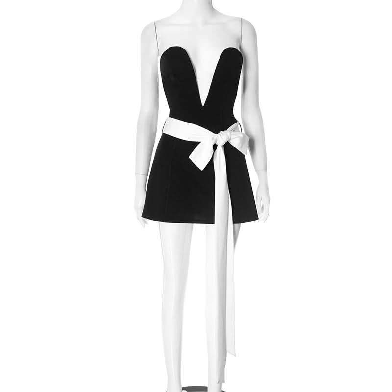 Bowknot sweetheart neck backless tube mini dress