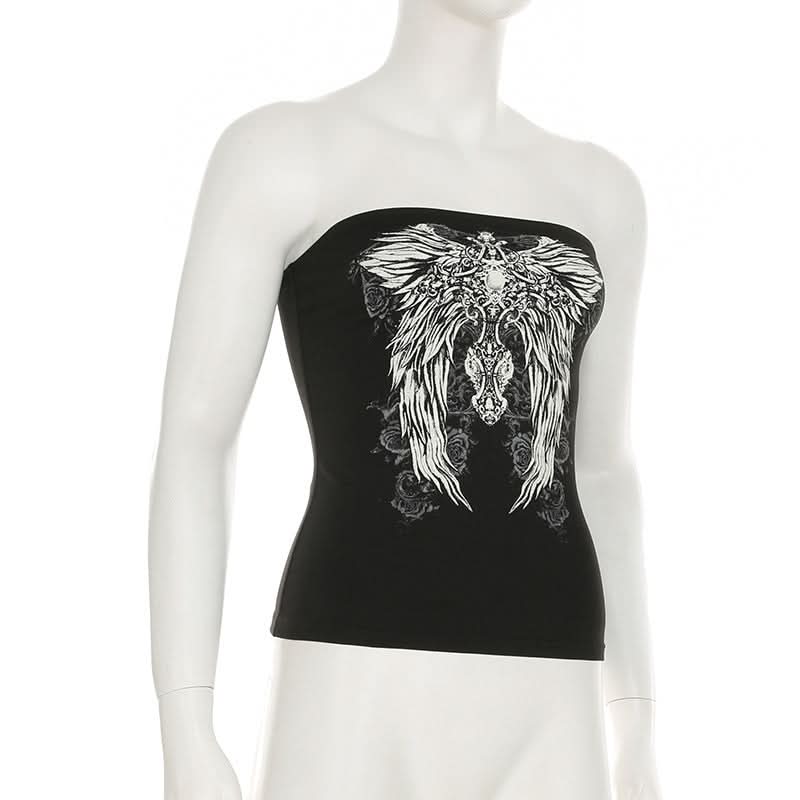 Abstract contrast backless tube top