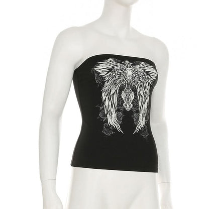 Abstract contrast backless tube top