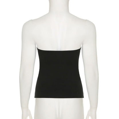 Abstract contrast backless tube top