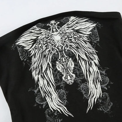 Abstract contrast backless tube top