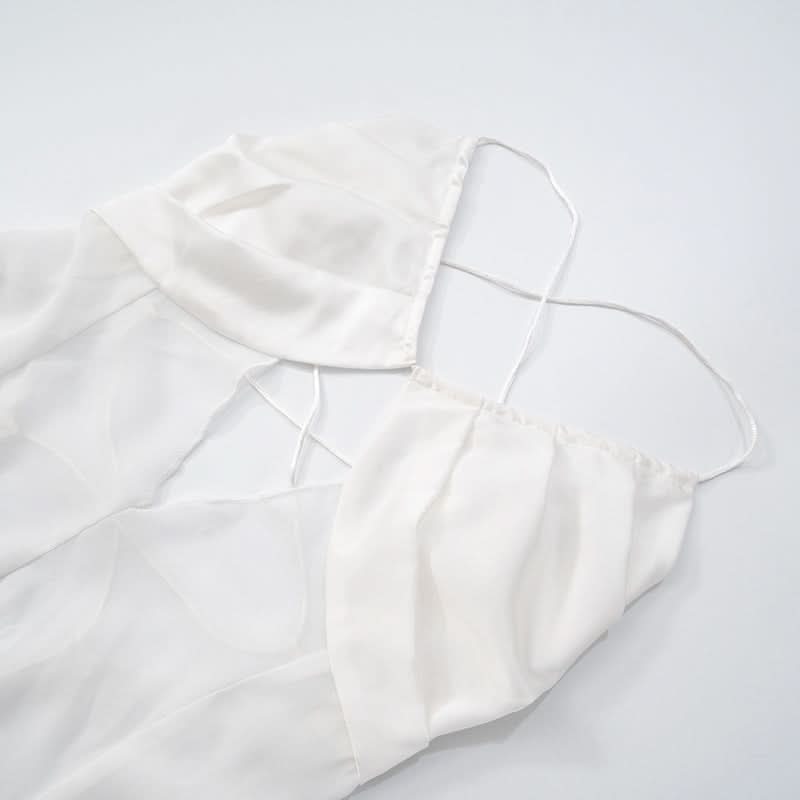 Cross back hollow out chiffon spaghetti strap cut out maxi dress