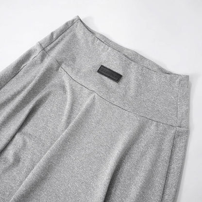 Crewneck short sleeve ruffle contrast midi skirt set