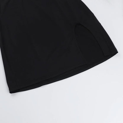Long sleeve irregular slit hollow out cut out mini dress