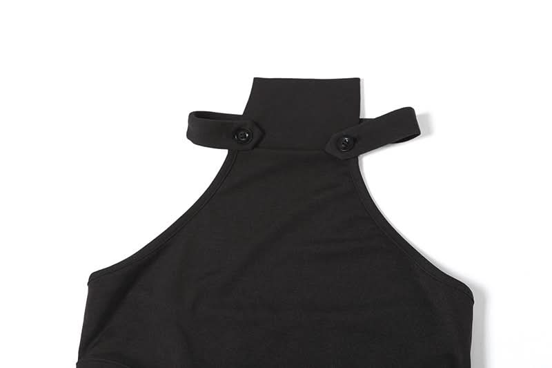 Halter hollow out solid cut out maxi dress