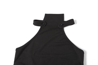 Halter hollow out solid cut out maxi dress