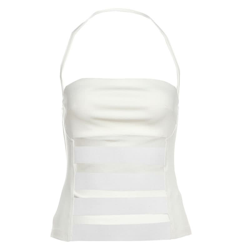 Halter hollow out solid cut out top