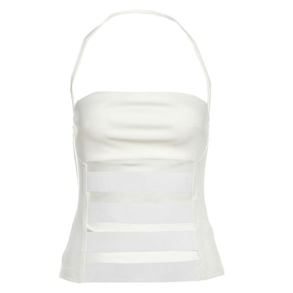 Halter hollow out solid cut out top