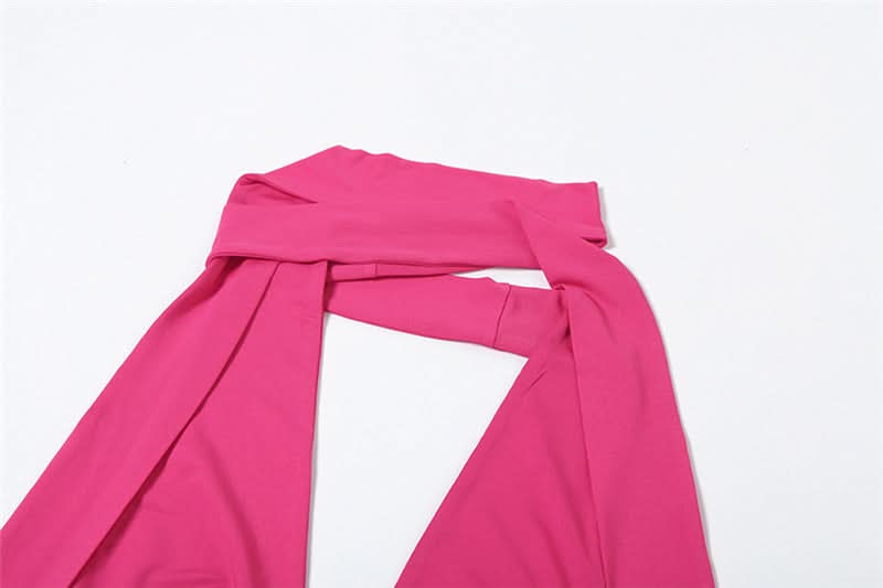 V neck halter backless solid top