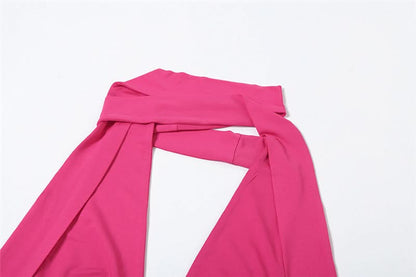 V neck halter backless solid top