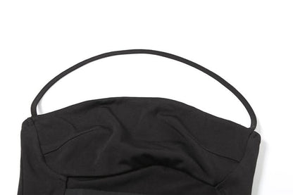 Halter hollow out solid cut out top