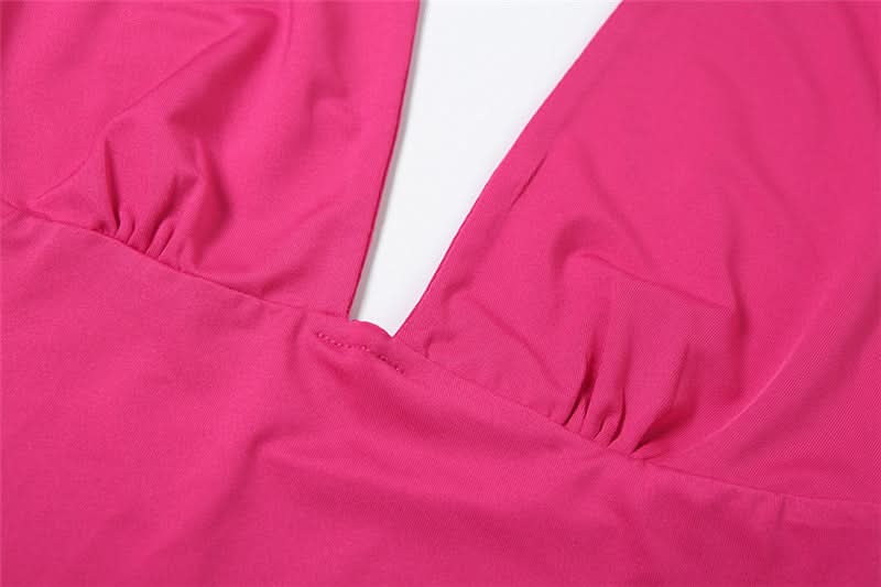V neck halter backless solid top