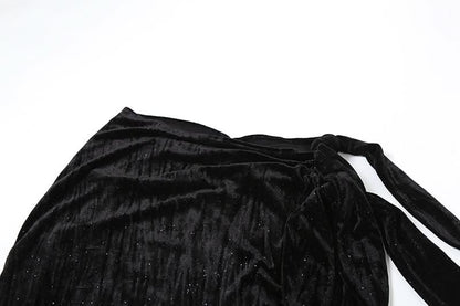 Halter hollow out high slit maxi skirt set