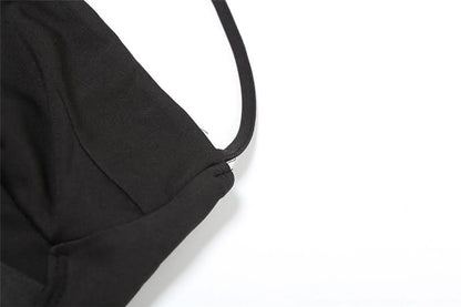 Halter hollow out solid cut out top