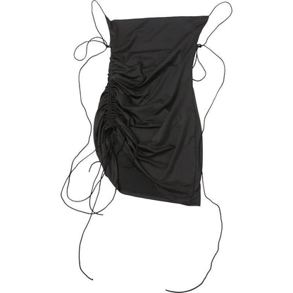 Drawstring cowl neck cami mini dress