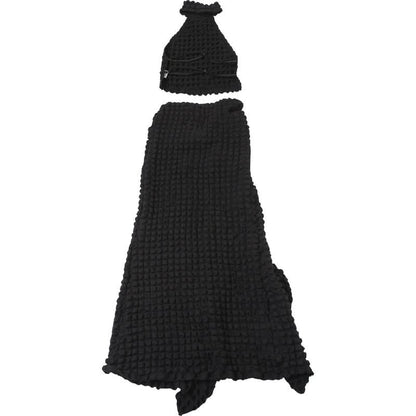 Halter waffle backless maxi skirt set