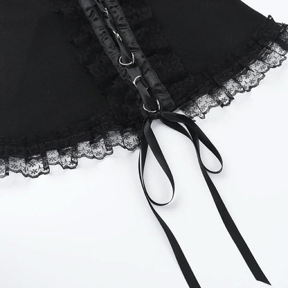 Ruffle halter lace up lace tube top