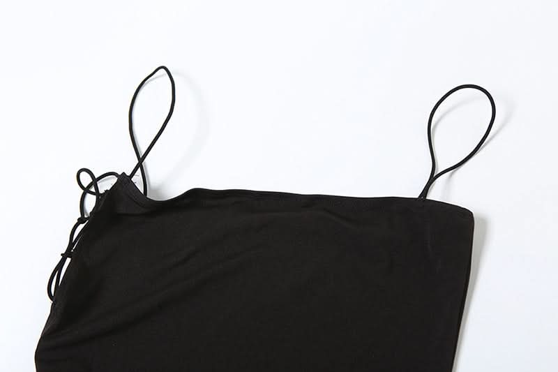 Spaghetti strap high slit lace up cami maxi dress